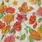 1 Yard Stretch Cotton Canvas Print White, Pink and Orange Floral Garden Glory